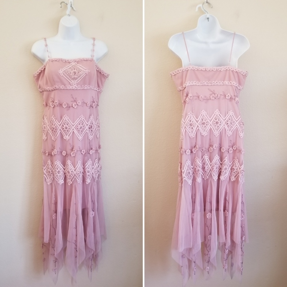 Sue Wong Dress Blush embroidered flowy dress